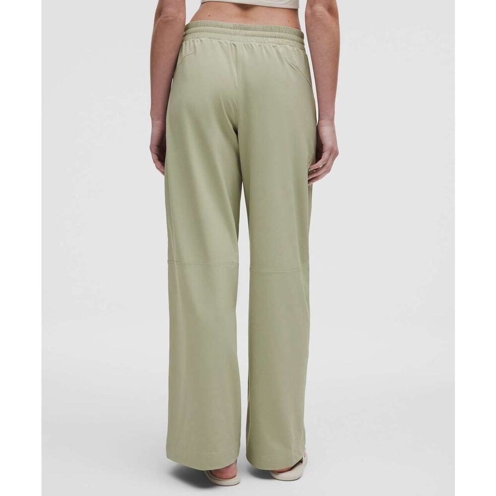 Lululemon Swift Mid-Rise Wide Leg Pant Fog Green Gym Studio Yoga Workout Size 10 - Picture 2 of 11